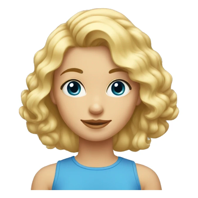 Fille blonde aux cheveux ondulés, yeux bleus sticker