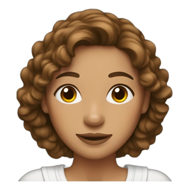 Woman ruffled brown hair sticker