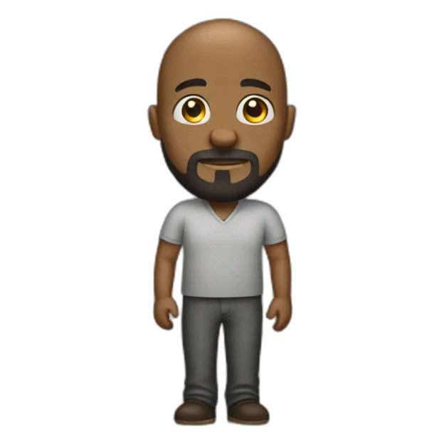 Full length bald headed black person with a beard sticker