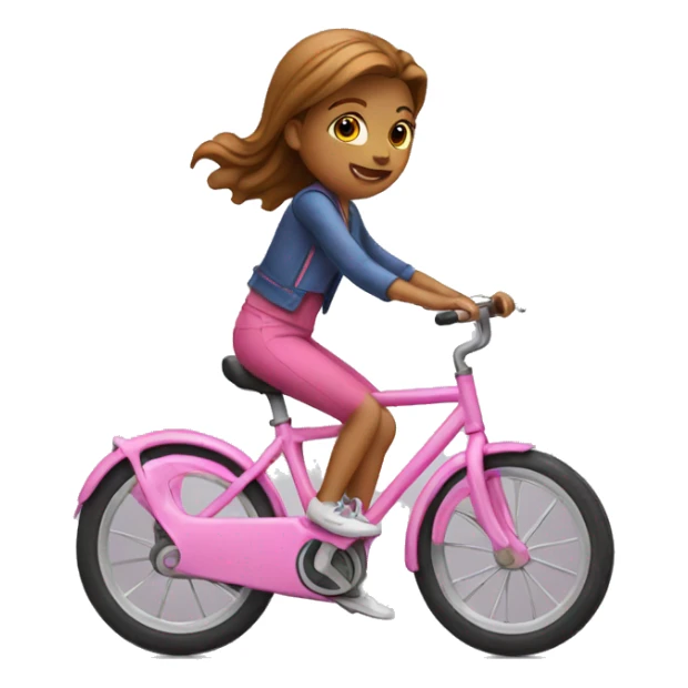 girl riding pink bike sticker