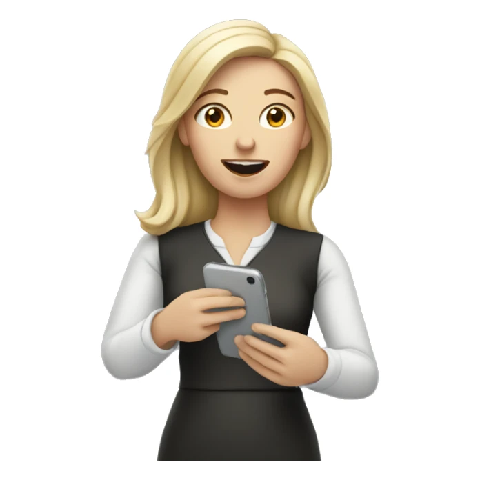 white woman holding phone sticker