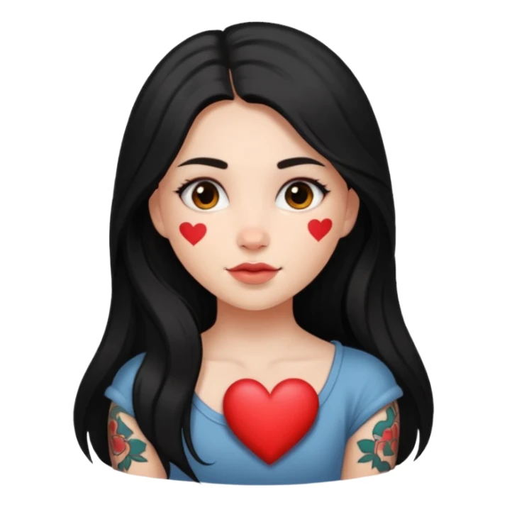 girl with dark long hair mini heart sticker