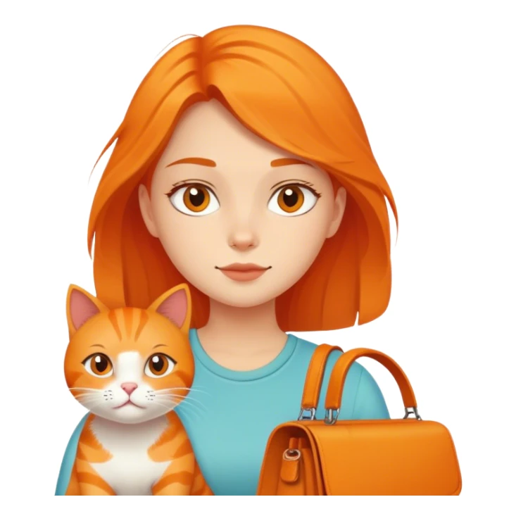 Girl with orange cat and runaway bag sticker