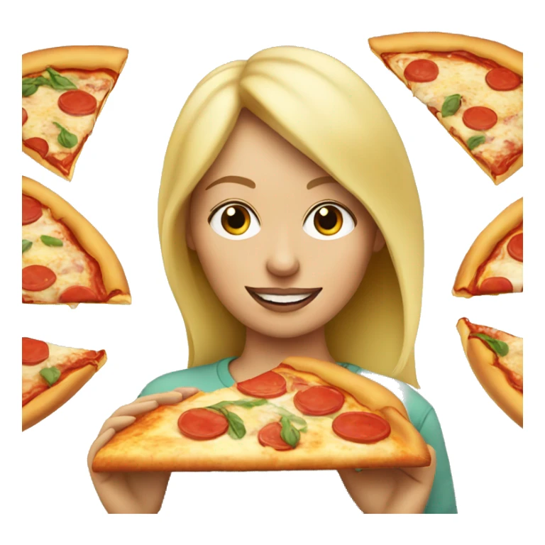 blonde woman eating pizza with eggs on top sticker