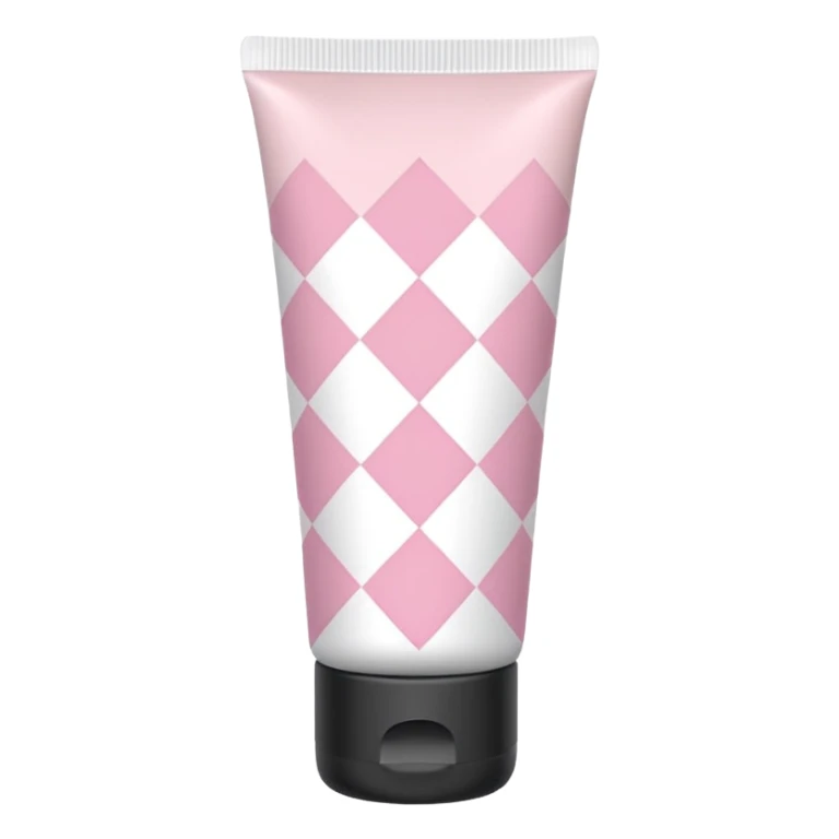 Light pink and white argyle printed lotion tube with pink cap sticker