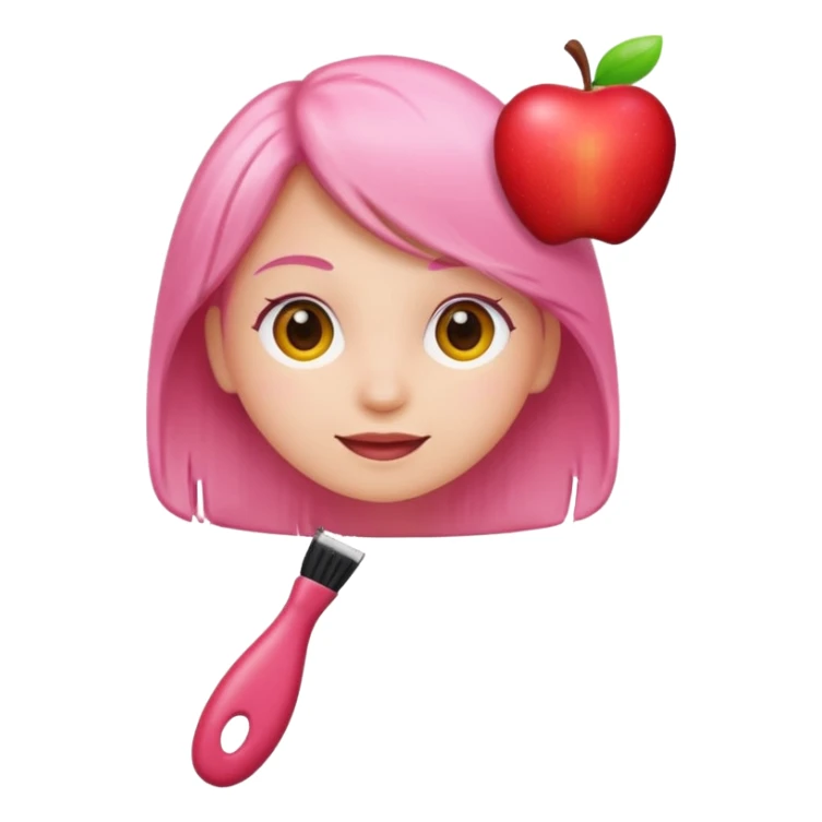 light pink hairbrush apple emoji style variation 2 sticker
