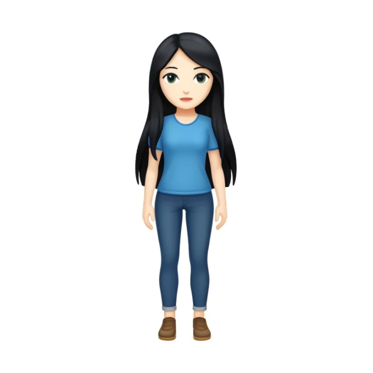 A white woman full body with black hair sticker