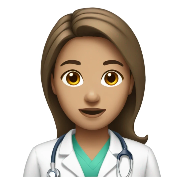 Medical assistant with brown hair and white skin sticker