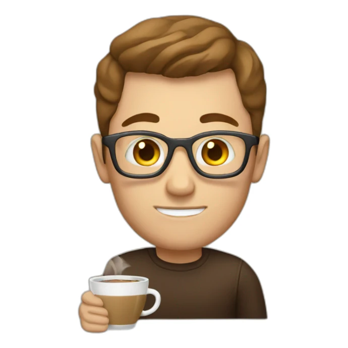 white men with glass of coffee sticker