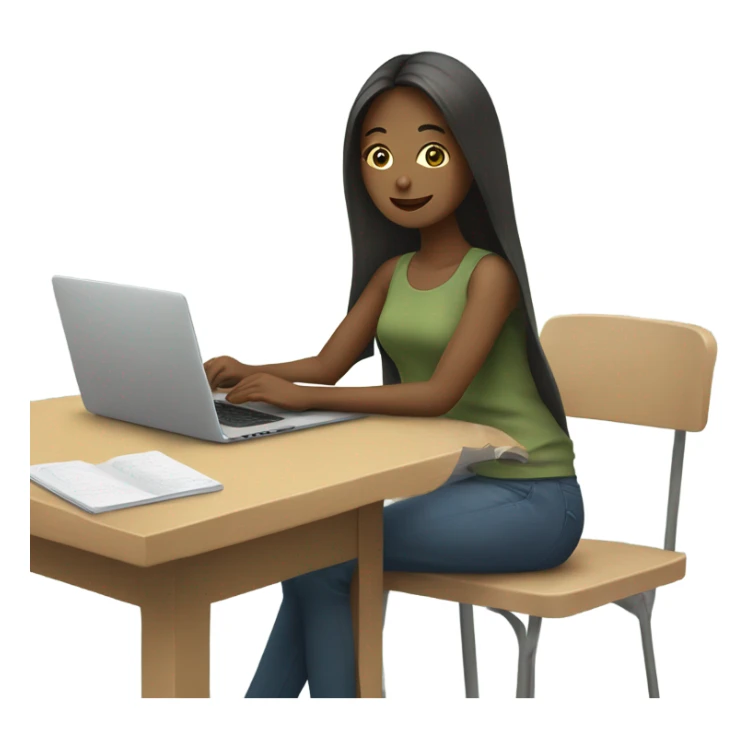 Girl on laptop at coffee shop sticker