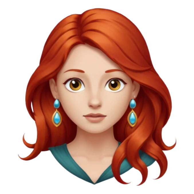 une personne joli, aved des cheveux long roux, des boucles d'oreilles de face dans un rond  sticker