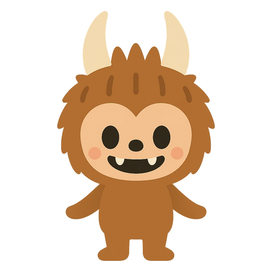 Labubu character as a flat color icon, clean lines, soft color palette sticker