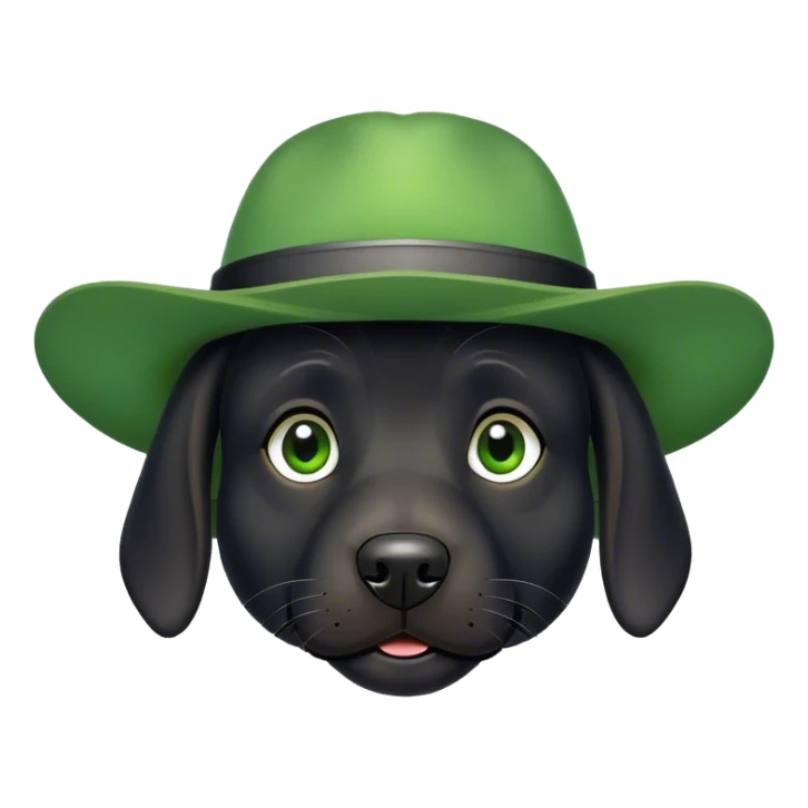 Black dog in a green cat sticker