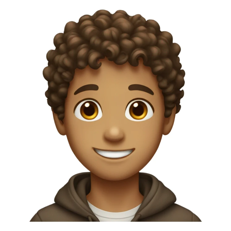 Smiling boy with hazel eyes and curly brown hair  sticker