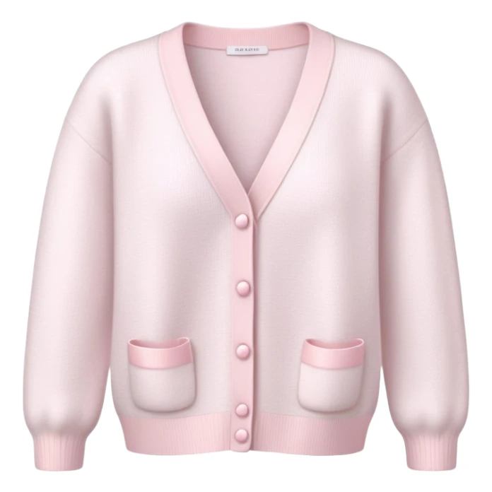 white cashmere cardigan with 8 tiny light pink bows all over front and sleeves, realistic 3d isolated, soft texture sticker