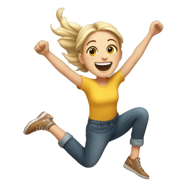White girl jumping and smiling sticker
