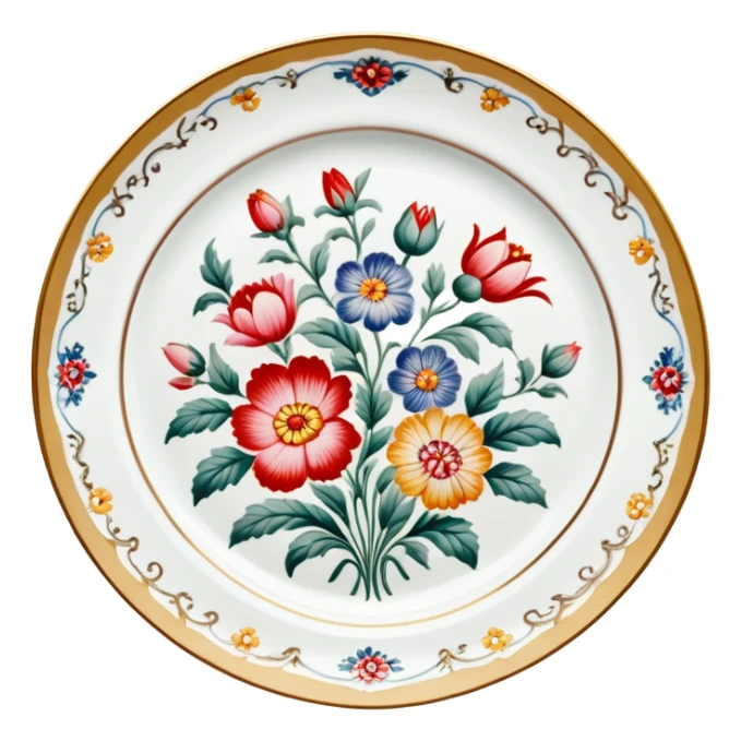 vintage floral porcelain plate sticker