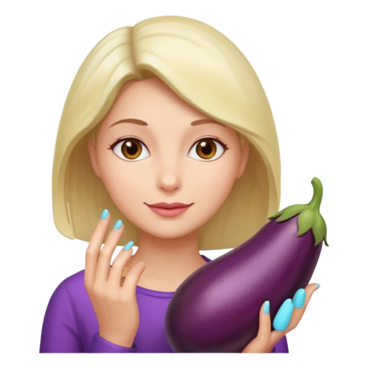 Naked woman with hand around eggplant  sticker