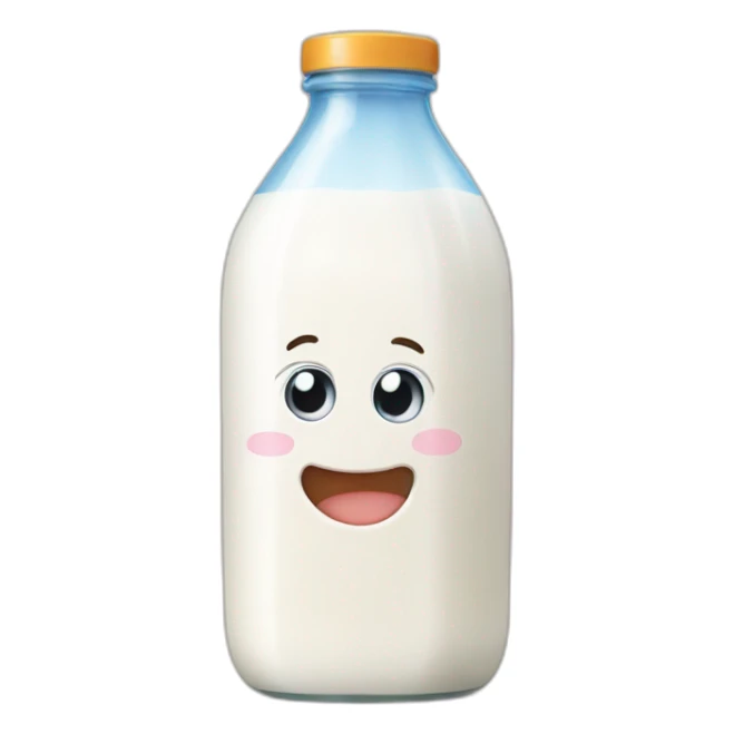 A cute face bottle of milk sticker