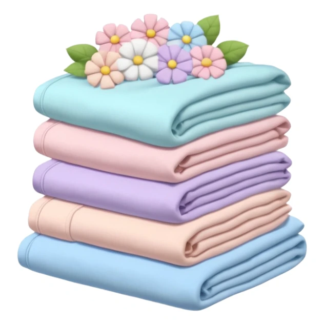 a pile of clean, folded clothes with some flowers around it sticker
