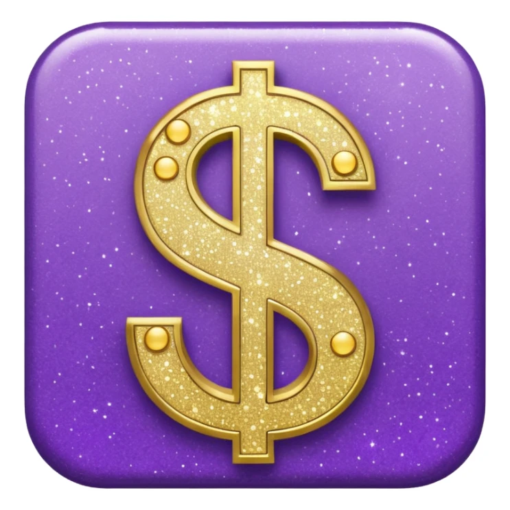 symbol money $ glitter purple sticker