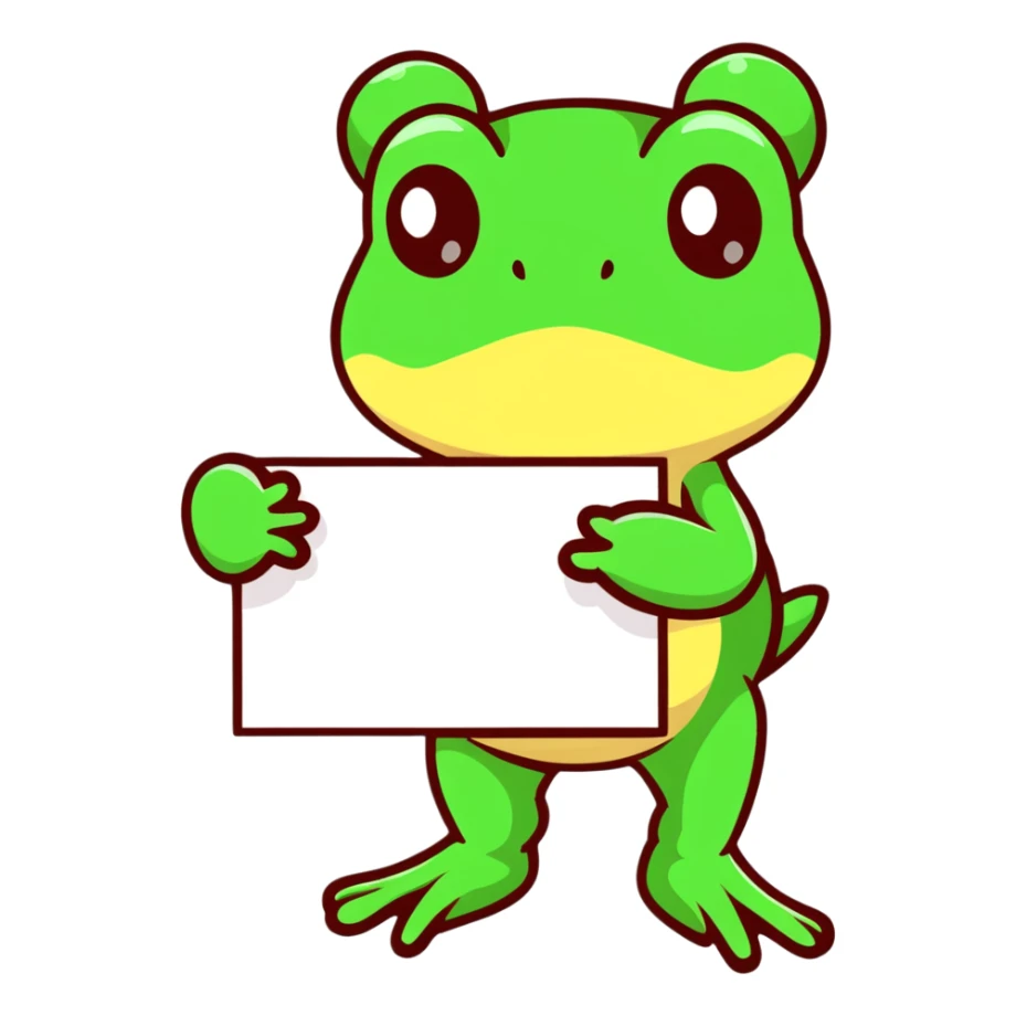 Bufo frog holding a blank sign, cartoonish sticker