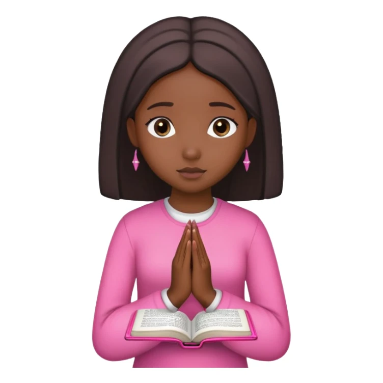 Black girl praying with a pink bible in-front of her sticker