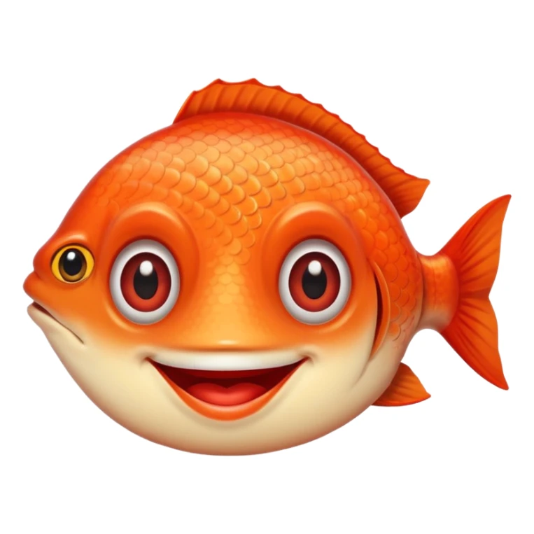 A smiling happy fish with big eyes and big lips wearing red lipstick sticker
