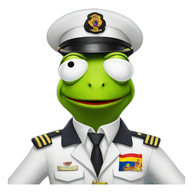kermit as airline pilot with spanish flag in the background sticker