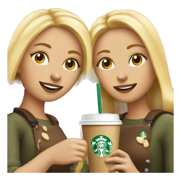 two blonde girls eating starbucks  sticker