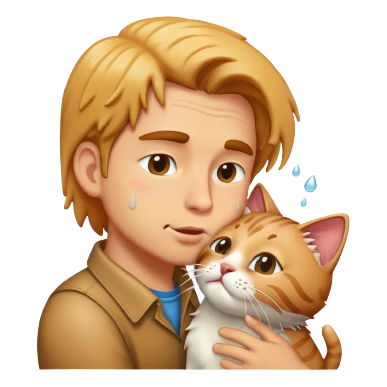 Men kissing a wet cat sticker