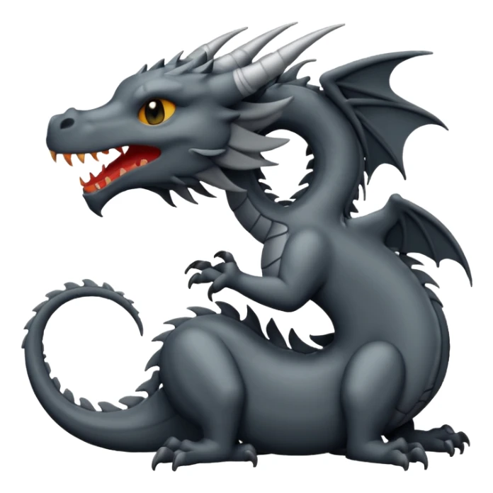 iOS emoji, minimal dragon symbol, dark fantasy, line icon sticker