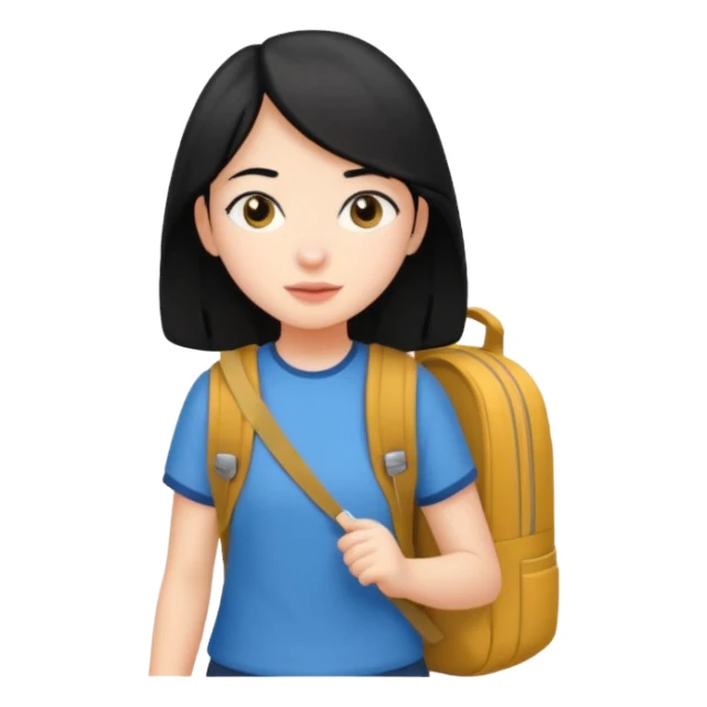 girl with black hair arriving to school on time sticker