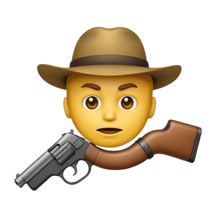 Standard yellow face emoji with a gun in its mouth sticker