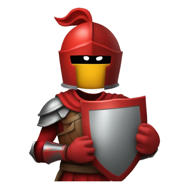 Red Knight holding a shield with a basketball on it sticker