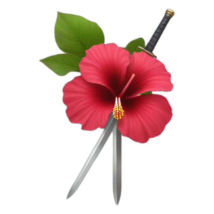 Hibiscus with protection of 2 swords sticker