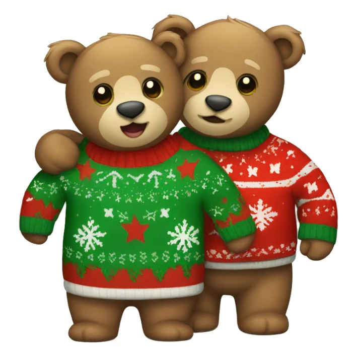 Two teddybear hugging in Christmas sweater sticker