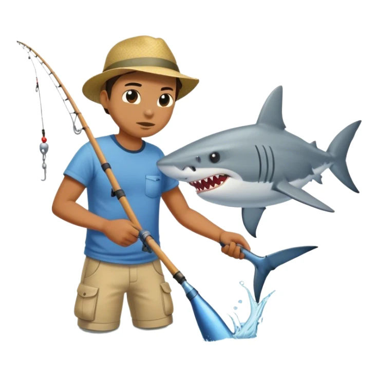Fishing a shark out of water sticker