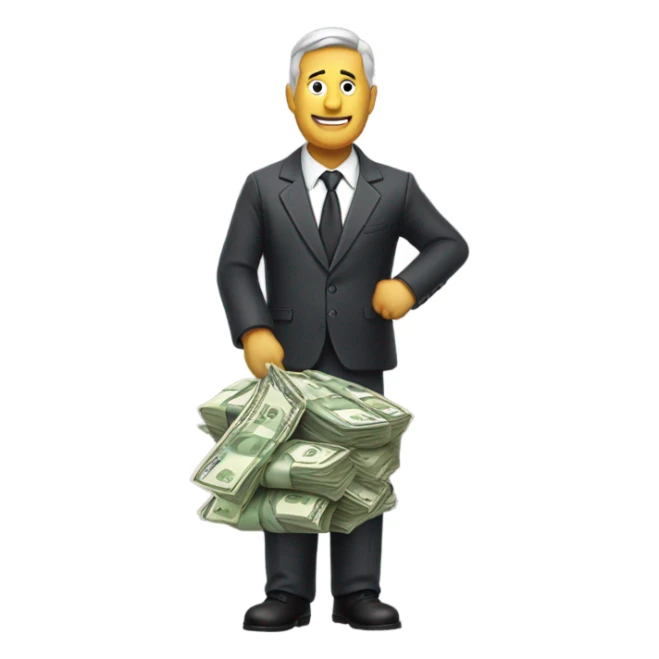 Boss chief carrying bag of money sticker