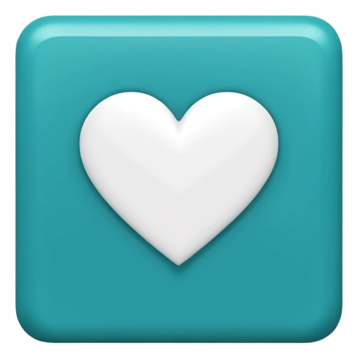 teal square with a white heart and a line at the bottom sticker