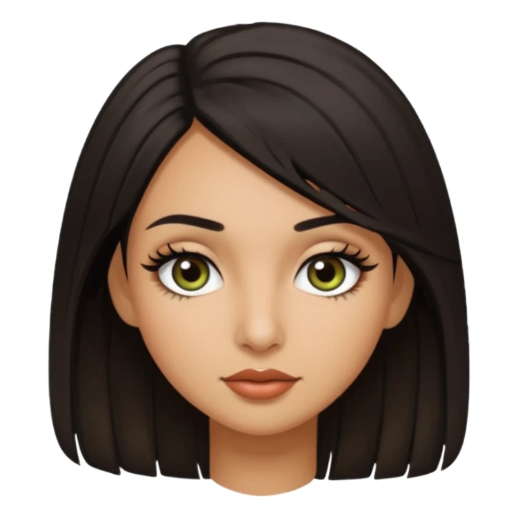 girl with olive skin dark medium hair  eyes long lashes  sticker