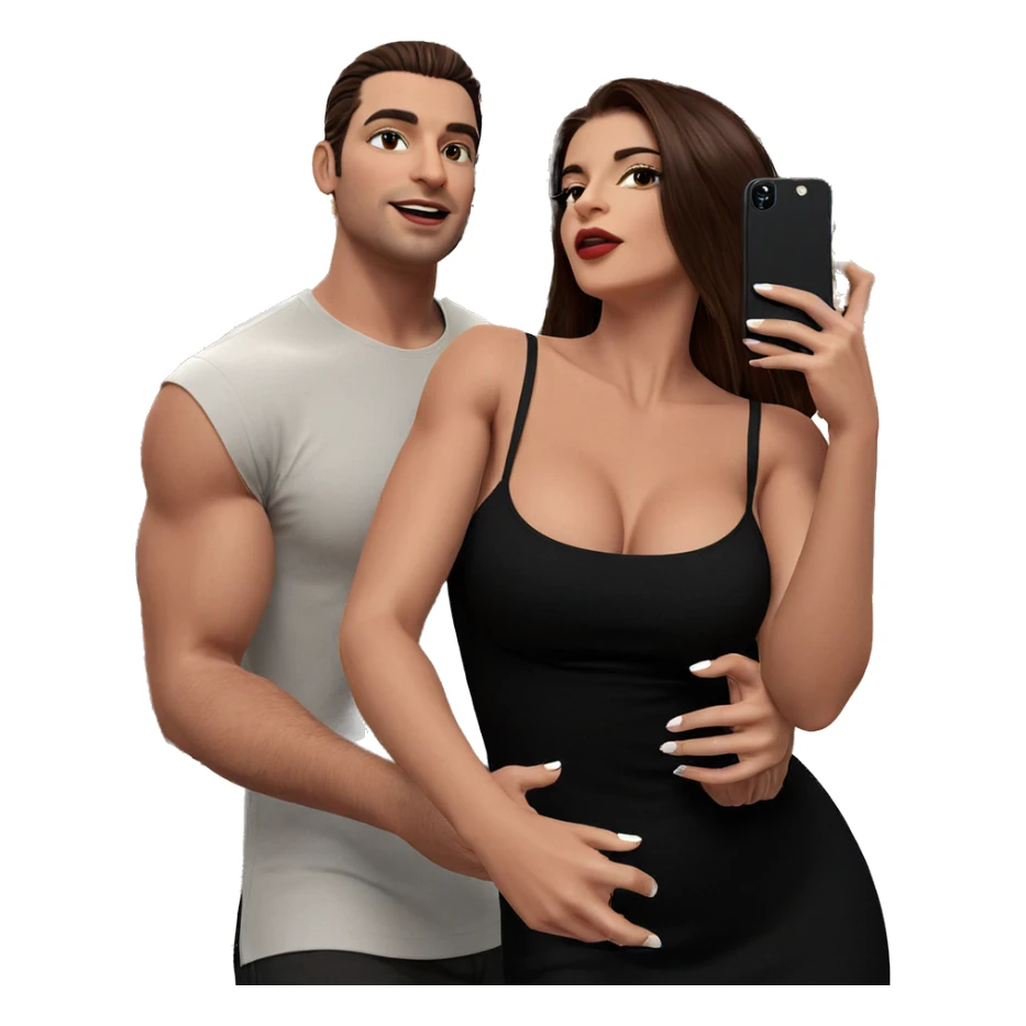 couple selfie in black dress sticker