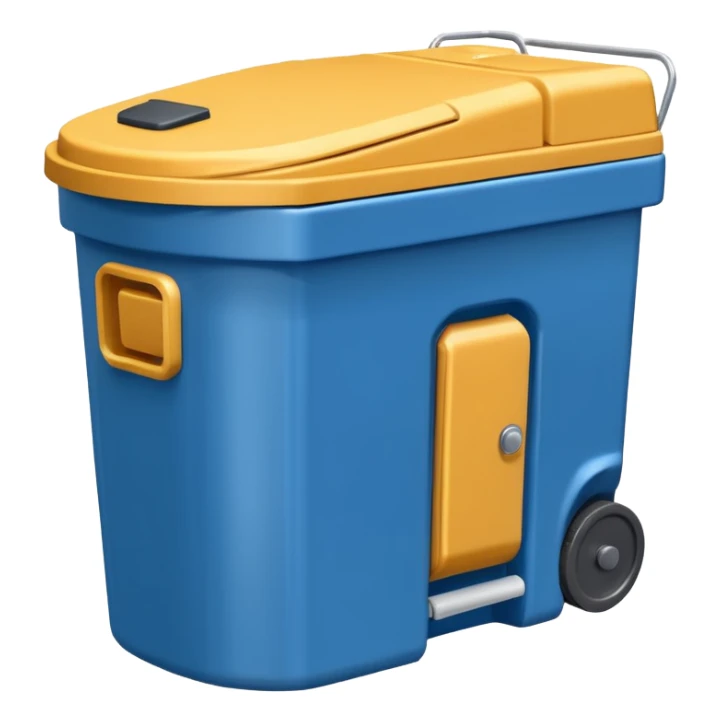 honey bucket portable toilet with a door slightly open sticker