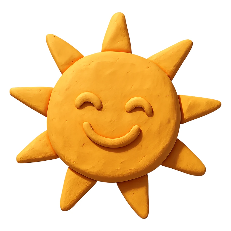 smiling sun in claymation style sticker