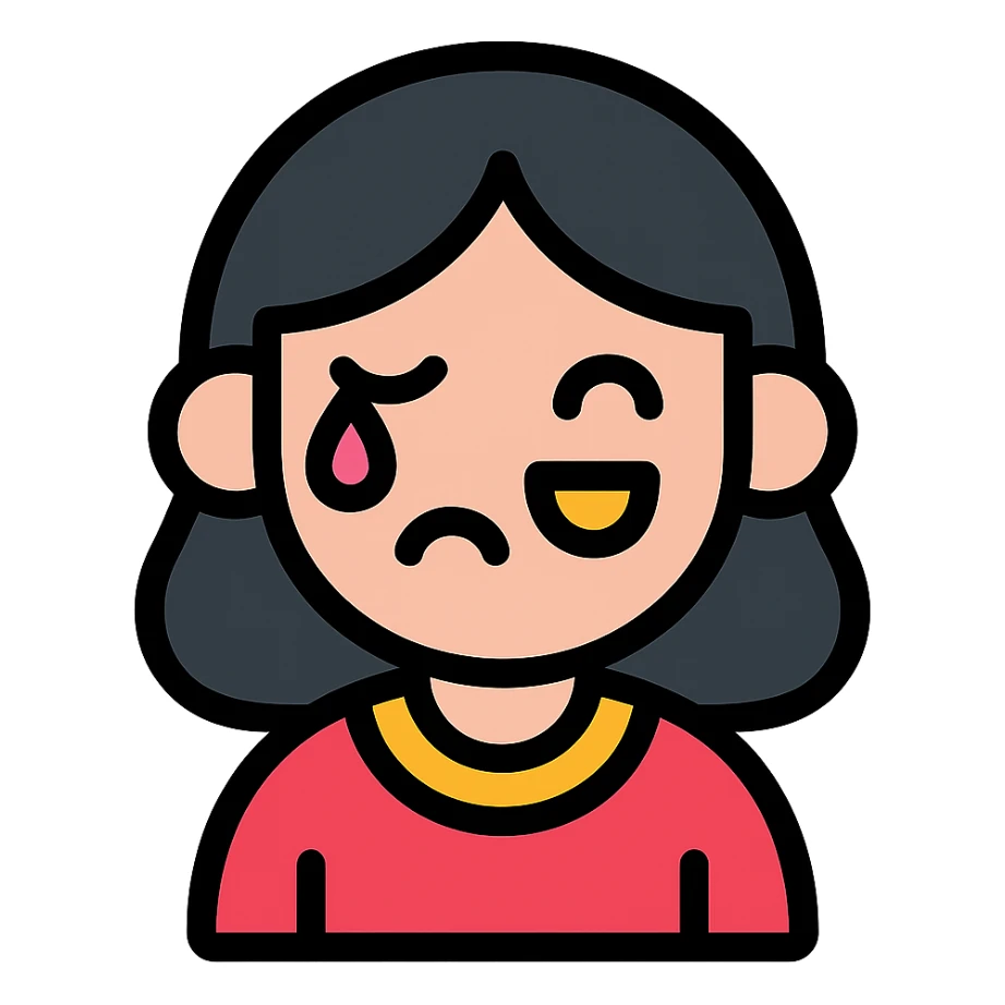 pembe ağlayan ve gülen, siyah saçlı kız sticker