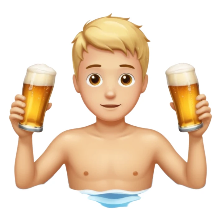 A boy swimming in a pool of beer sticker
