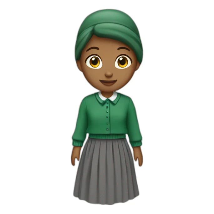 amish girl with a grey skirt and a green sweater  sticker