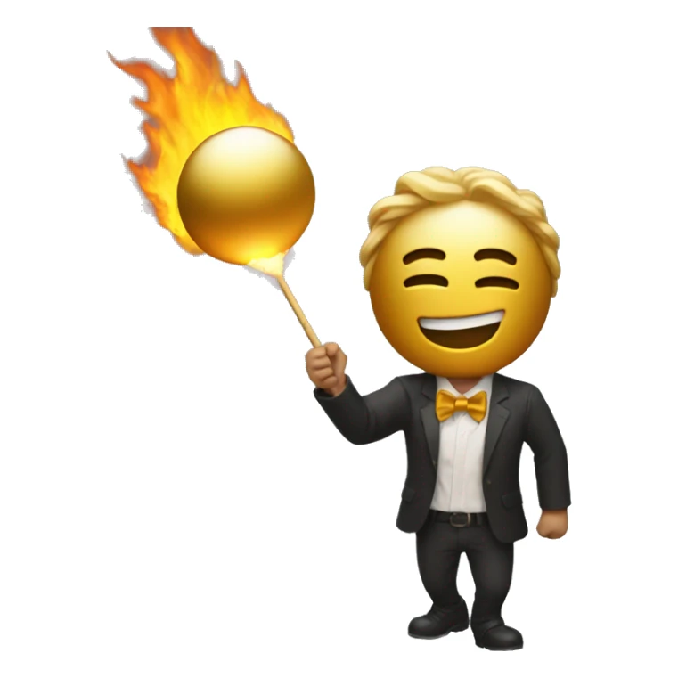 Two guys hitting gold balls ok that are on fire sticker