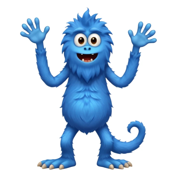 A skinny and lanky tall blue furry monster with a slightly triangular head put the top having a small curve going inward  sticker