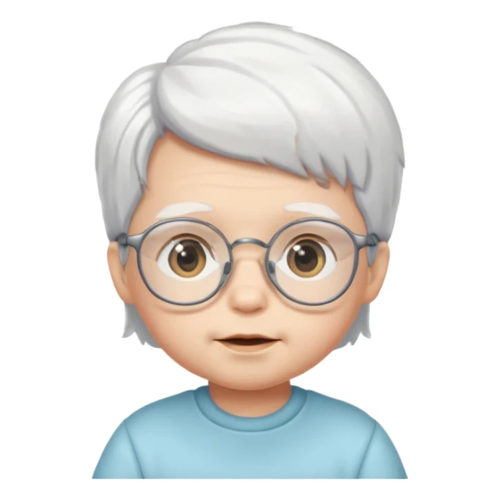 white haired little baby with glassess sticker